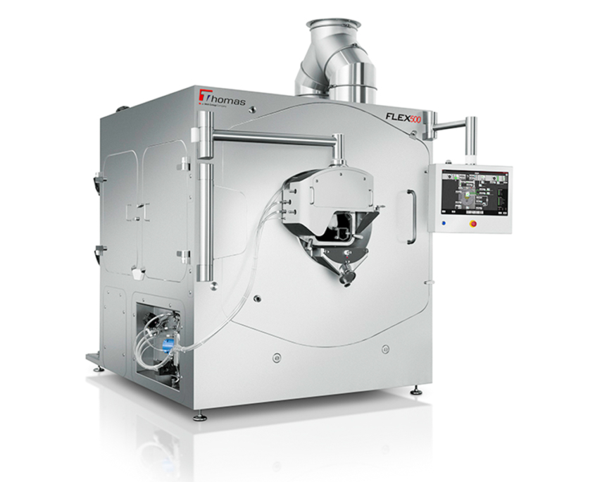 Profile view of the FLEX 500 tablet coating machine